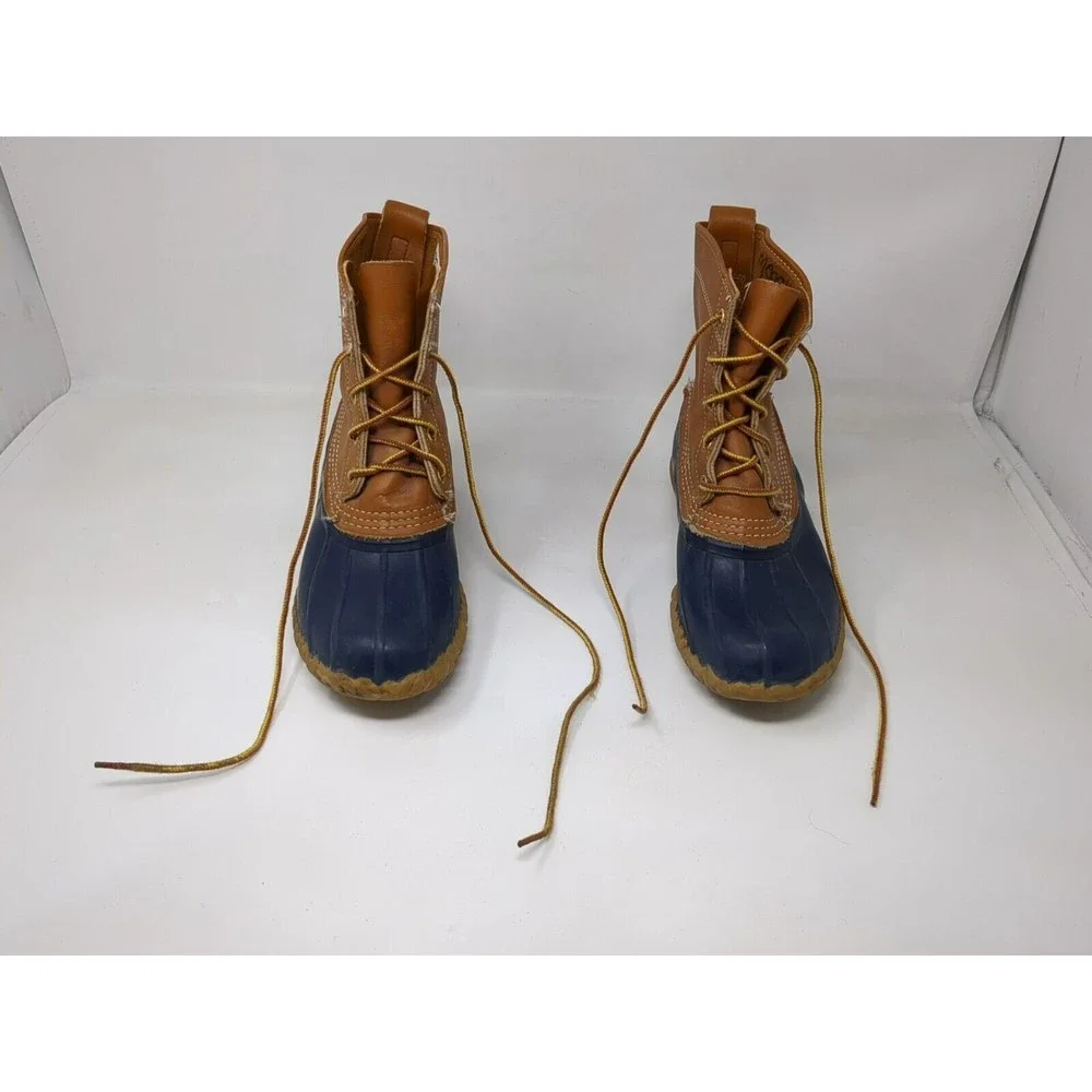 LL Bean Women's Size‎ 7 Leather Duck Boots Made in USA Tan Blue 6